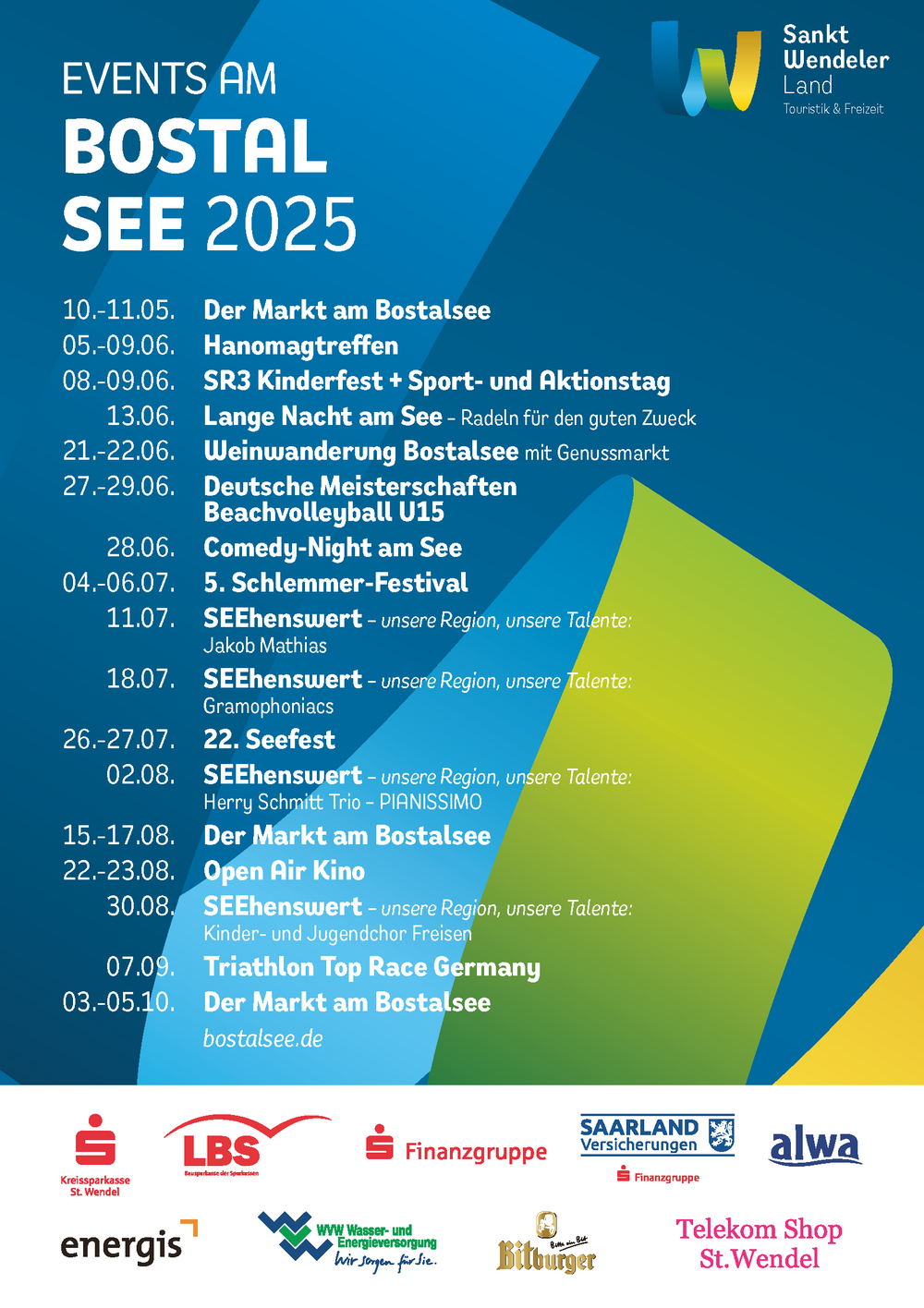 Auflistung der Veranstaltungen am Bostalsee 2025