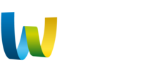 Logo Touristik & Freizeit Sankt Wendeler Land. Ein dreidimensionales W in den Farben dunkelblau, hellblau, grün und gelb. Daneben steht "Sankt Wendeler Land Touristik und Freizeit"